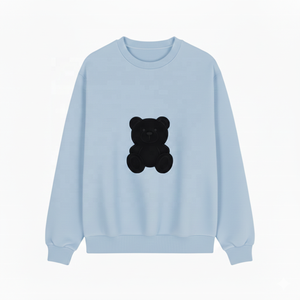 เสื้อสเวตเตอร์คอกลมทรงโอเวอร์ไซส์ สีเบจ ลายหมีสีดำ แอพพลิเค่การ์ตูน แบบยูนิเซ็กส์ สวมใส่สบายๆ ผ้าถัก สำหรับฤดูใบไม้ร่วง - Product Image 4