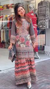 Lourd Designer indien décontracté fête porter Faux Georgette impression numérique et vrai miroir travail à la main haut Palazzo et dentelle bordure Dupatta - Product Image 2