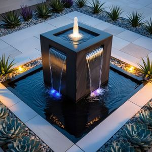 Boquilla de hoja de agua de acero inoxidable de 1 pie Cascada LED de acero inoxidable para piscinas y fuentes (HF076) - Product Image 1