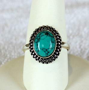 Venta al por mayor 2024 joyería de fiesta personalizada para mujer regalo turquesa plata 925 tecnología de Canal Clásico OEM anillo bisel ajuste clásico - Product Image 2