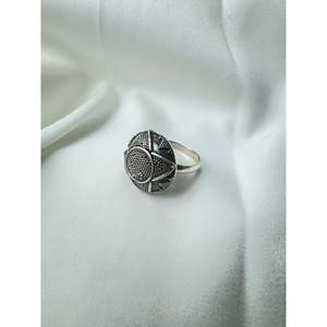 Rose Gold & 18K Plated Domegrit Inlay <b>Ring</b> with Trendy Rava Work 925 Silver & <b>Titanium</b> Gift <b>Ring</b> Jewelry - Product Image 2