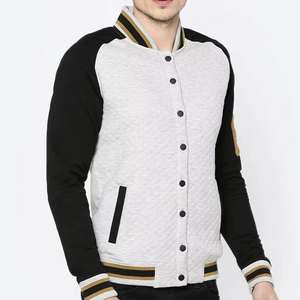 Veste universitaire à capuche blanche avec manches noires, style baseball unisexe pour homme, fermeture éclair, bordure côtelée, option personnalisée, vêtement d'extérieur chaud - Product Image 1