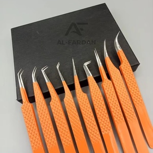 Pince à cils orange en acier inoxydable japonais, pointue, pour extensions de cils volume, avec logo personnalisé - Product Image 3