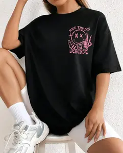 Summer Loose Oversized Women's Printed T-shirt Short-sleeved Girls Hip-hop T-shirt Street And Club
