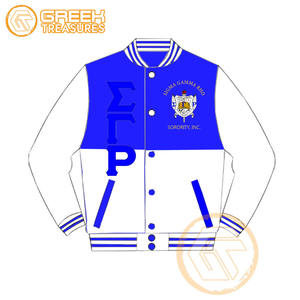 Chaqueta universitaria bordada de satén Sigma Gamma Rho personalizada, chaquetas de mujer de ropa griega transpirable de alta calidad para hermandad - Product Image 5