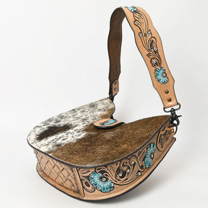 Sac fourre-tout en cuir de vachette de haute qualité de marque occidentale, style bohème, couleur personnalisée, automne, peint à la main, avec des fleurs en pompon, mini - Product Image 4