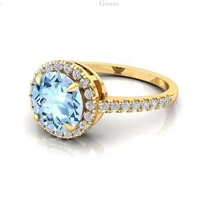 10K 14K Natural Diamond With Aquamarine Rings for Women Weddings Engagement Ring Fine Jewelry Gift Mach Birthstone Rings for Her - Product Image 3