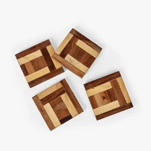 Luxury Round Wooden <b>Coasters</b> Set | OEM Bulk Wholesale Wood <b>Drink</b> <b>Coasters</b> with Non-Slip Base for Home, Office & Restaurants - Product Image 3