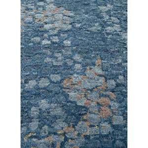 Tapis rectangulaire Kavi bleu noué à la main en laine et soie de bambou, motif abstrait Théorie du Chaos, pour la décoration de la maison, du salon et du couloir - Product Image 3