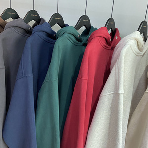 H5517 fabricante de ropa suministro al por mayor personalizado 360 Gsm forro polar sudaderas con capucha de gran tamaño botón cuello DDP envío - Product Image 5