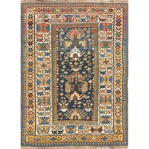 Alfombra de Lana Azul Aalam Anudada a Mano, Diseño Geométrico Abstracto de Gran Tamaño para el Hogar, Sala de Estar, Pasillo o Dormitorio - Paem-303 - Product Image 1