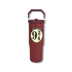 Bouteille isotherme en acier inoxydable de 0,85 L (30 oz) avec poignée et paille rabattable pour Harry Potter - Product Image 1