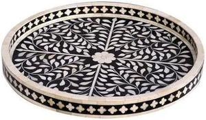 Plateau fait main en incrustation d'os de luxe moderne pour la décoration intérieure minimaliste et les intérieurs contemporains Écologique et durable - Product Image 6