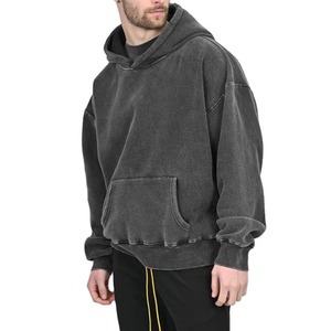 เสื้อฮู้ด French Terry สำหรับทุกเพศเสื้อมีฮู้ดผ้าคอตตอนแบบหนาเปิดไหล่หนาสำหรับสตรีทแวร์ผ้าฝ้าย100% สำหรับฤดูหนาวผ้าย้อมสีเรียบจำนวน2ชิ้น - Product Image 2