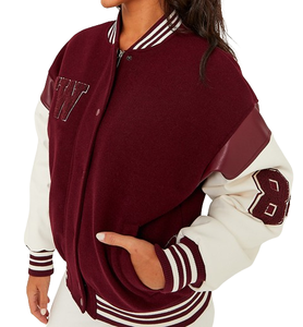 Veste de baseball personnalisée avec manches en cuir, vestes universitaires pour femmes, veste de baseball en laine d'hiver - Product Image 3