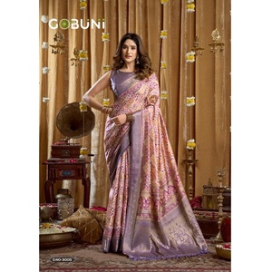 Vêtements de fête pour femmes, imprimé numérique en cluster avec bordure Banarasi et glands avec chemisier par Maruti Fashion - Product Image 1