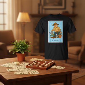 T-shirt con stampa di carte da bingo in spagnolo-messicano per nonno, regalo perfetto per nonna - Product Image 3