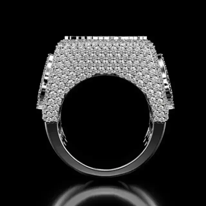 Moissanite Real de corte redondo de 3 quilates, anillo de bodas personalizado para hombre, anillo de moissanita elegante y duradero chapado en oro blanco de 14 quilates - Product Image 4