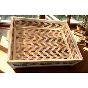 Bandeja de Bambú Tejida a Mano Ecológica con Asas, Bandeja Rústica Sostenible para Servir en la Cocina, Comedor, Desayuno, Té, Café y Hogar - Product Image 2