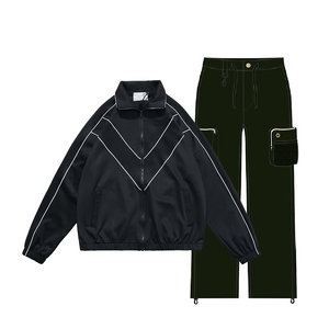2026 Custom Men Two Piece Set Zip up Patch Work <b>Vintage</b> <b>Windbreaker</b> Sublimation Tracksuit Short Nylon Jacket Tracksuits - Product Image 3
