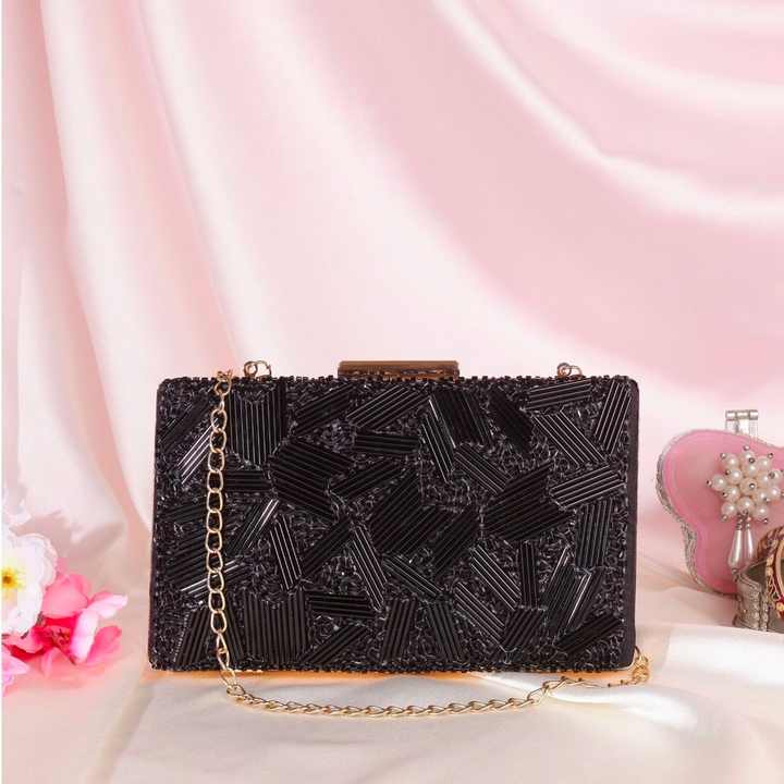 Nardo Grey Bohemian Sequin Clutch Pearl Decoration Fashionable Metal Frame Chains for Wedding Evening Parties Ladies' Gifting