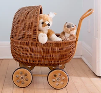 Poupée en osier naturel, landau en rotin, landau pour poupées, jouets d'enfants, poussette tissée à la main, vente en gros