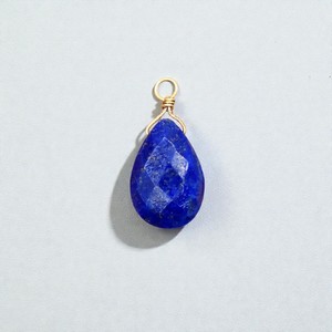 Pendentif en lapis-lazuli naturel en forme de larme, pierre précieuse facettée, fil d'or enveloppé, charme pour la fabrication de bijoux, composant de collier DIY, vente en gros - Product Image 1