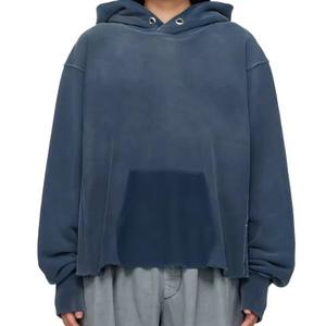 Sweat-shirts surdimensionnés personnalisés pour hommes, style streetwear, avec poches, ourlet brut, 100 % coton molletonné, anti-plis, mode hiver 2026 - Product Image 2