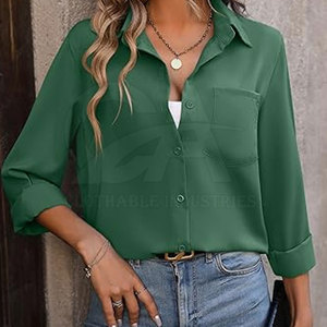 เสื้อเชิ้ตผู้หญิงแขนยาวผ้าฝ้ายติดกระดุม ระบายอากาศได้ดี สไตล์ลำลอง - Product Image 2