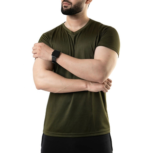 T-shirt de course à col en V personnalisable pour hommes, léger, polyester, spandex, séchage rapide et respirant, style formel - Product Image 5