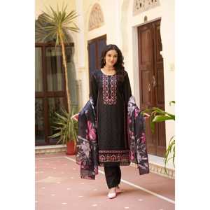 ชุดสูทผ้าฝ้ายปักลาย2ชิ้นชุดสูทสั้นยาวเหนือเข่าพิมพ์ลายดิจิตอล - Product Image 4