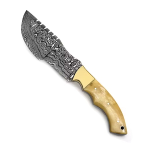 Cuchillo de Caza PRESTIGE BLADES Hecho a Mano con Acero de Damasco, Cuchilla de Supervivencia de Alta Calidad para Exteriores, OEM, con Funda de Cuero Fija para Camping - Product Image 2
