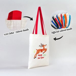 Sac fourre-tout en coton personnalisable avec poignée rouge imprimée pour le Nouvel An, 14'' 16'' (35 40 cm) - Product Image 3