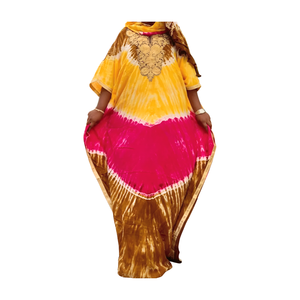 Cou asymétrique de haute qualité caftan couverture écologique cravate colorant imprimé coton en mousseline de soie respirant lavable robes décontractées - Product Image 1