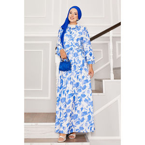 Camisa de Vestir Azul con Estampado Floral, Cuello con Lazo Lateral, Estilo Boho Casual para Damas, Tallas XS-XL, Alta Calidad, Transpirable, Estilo Paisley, con Borlas, Ligera - Product Image 3