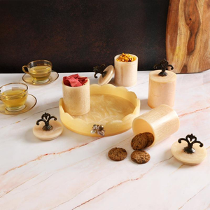 Vente flash : Ensemble élégant de plateau et de pot en résine pour la maison et la salle de bain, solution de rangement durable et élégante, disponible pour l'exportation - Product Image 4