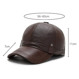 Fabricante profesional Gorra de cuero de vaca genuino de la mejor calidad/Gorra de cuero ligera de diseño OEM personalizado - Product Image 6