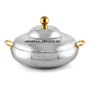 Casserole en métal poli miroir Casserole de luxe design à double paroi faite à la main Réchauffeur d'aliments en métal fantaisie de dernière arrivée - Product Image 6