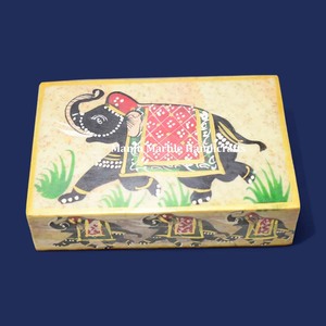 Caja tallada de esteatita de Arte de elefante pulido hecho a mano forma cuadrada brillante Natural de alta calidad para decoración del hogar y regalos - Product Image 1