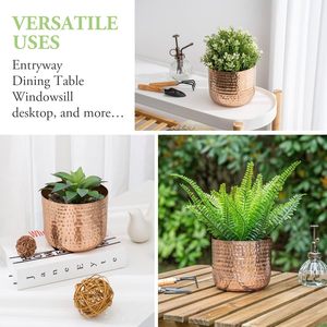 Maceta de estilo rural de acero inoxidable Chapado en cobre martillado de alta calidad, única, Vintage, de lujo, para el hogar, Bar, boda, jardín, duradera - Product Image 2