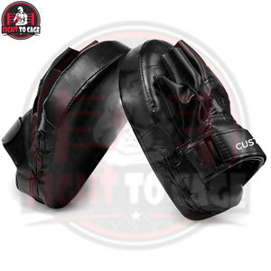 Mitaines de boxe incurvées de qualité supérieure, couleur noire, en cuir PU, personnalisables, légères et durables, prix de gros 2025 - Product Image 2