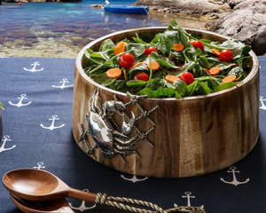 AK Brass Large Capacity Salad Wooden Bowl With Metal <b>Crab</b> <b>Decorative</b> Round Bowl For Tableware / Special Ornaments - Product Image 2