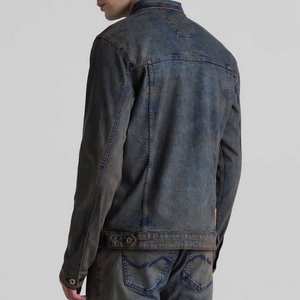Chaqueta de mezclilla de colección de invierno para hombre Diseño básico con parches bordados de cuello alto Chaqueta de lona hecha a medida a un precio - Product Image 3