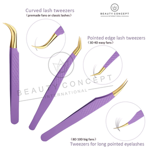 Ensemble de pinces à cils 10 pièces en acier inoxydable de haute qualité pour extensions de cils par Beauty Concept International - Product Image 3