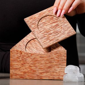 Sustainable handcrafted natural coconut wood <b>drink</b> <b>coaster</b> with holder best price coco wooden cup <b>coasters</b> - Product Image 6