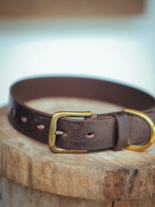 Collier de chien en relief-Paisley-32mm-marron foncé - Product Image 3