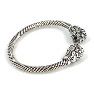 925 <b>Sterling</b> <b>Silver</b> Lion Figurine <b>Cuff</b> <b>Bracelet</b> for Men with Twisted Design 70-Year Warranty Fast Shipping - Product Image 4