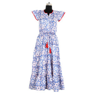 Bloque de mano Impreso Kurta Kurti Túnica de algodón Las mujeres usan ropa de fiesta casual blusa superior Precio al por mayor Último diseño Túnica de algodón - Product Image 5