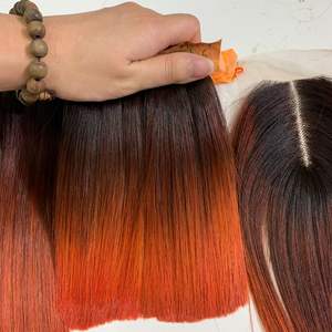 Peluca de pelo vietnamita de alta calidad, recta, Ombre, Color naranja, 100% sin procesar, sin enredos, sin desprendimiento, a buen precio - Product Image 4