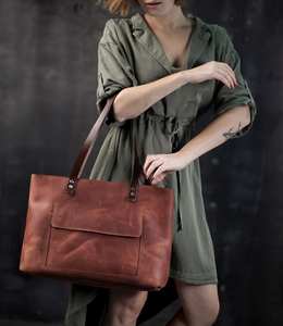 Bolso de mano de cuero genuino para mujer a la moda Premium, bolso de hombro grande, bolso de capacidad de oficina, uso - Product Image 2